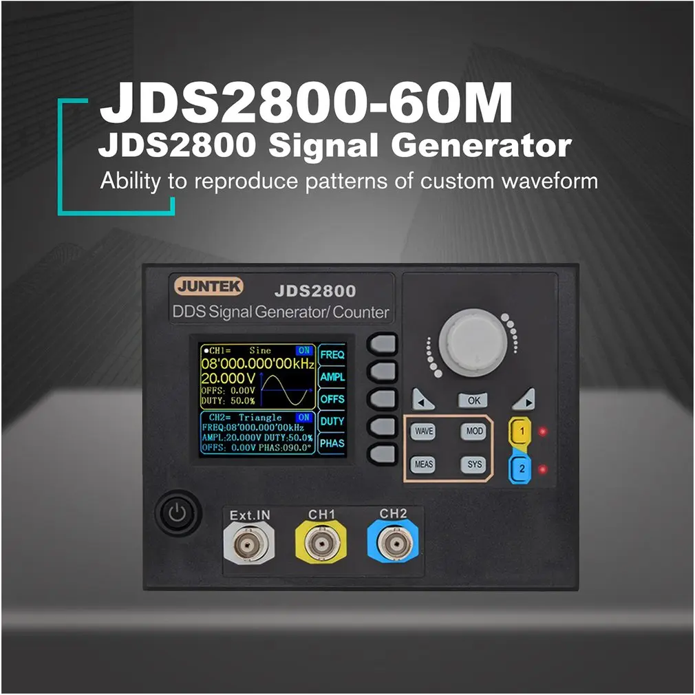 JDS2800-60M 60 МГц генератор сигналов цифровой контроль двухканальный DDS функция генератор сигналов частотомер произвольная волна