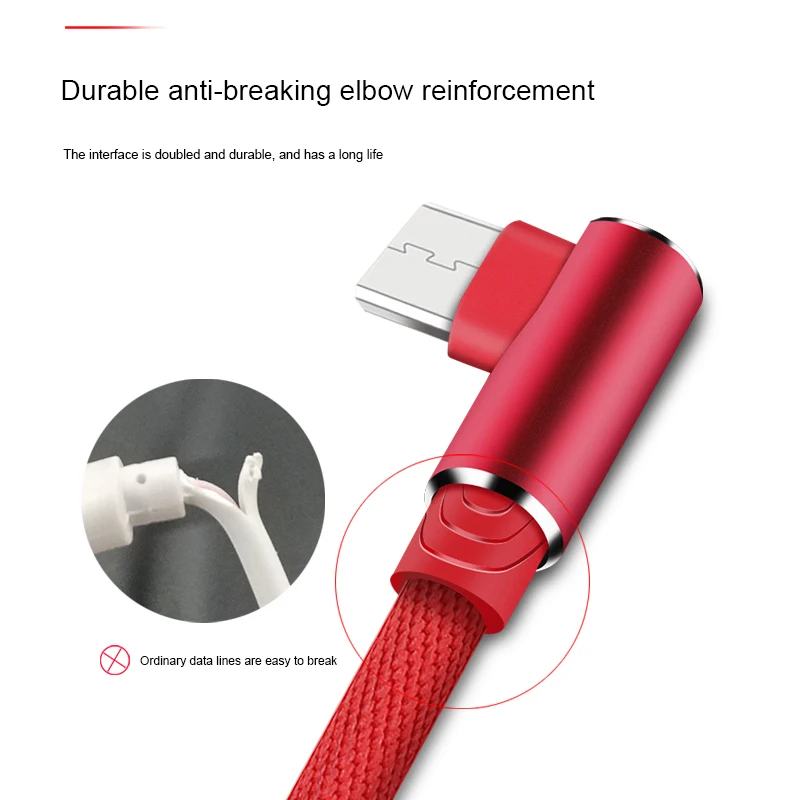 1M 2M 3M Data Micro USB Charger Android 90 degreen angle Cable for smartphone S5 S6 2