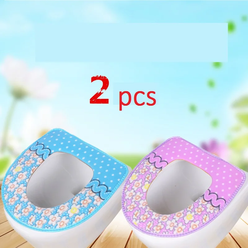 B blue purple 2pcs Радужные полосатые Чехлы для сиденья унитаза на молнии для туалета зимние теплые подушки Универсальный Размер удобный коврик для унитаза - Цвет: B blue purple 2pcs