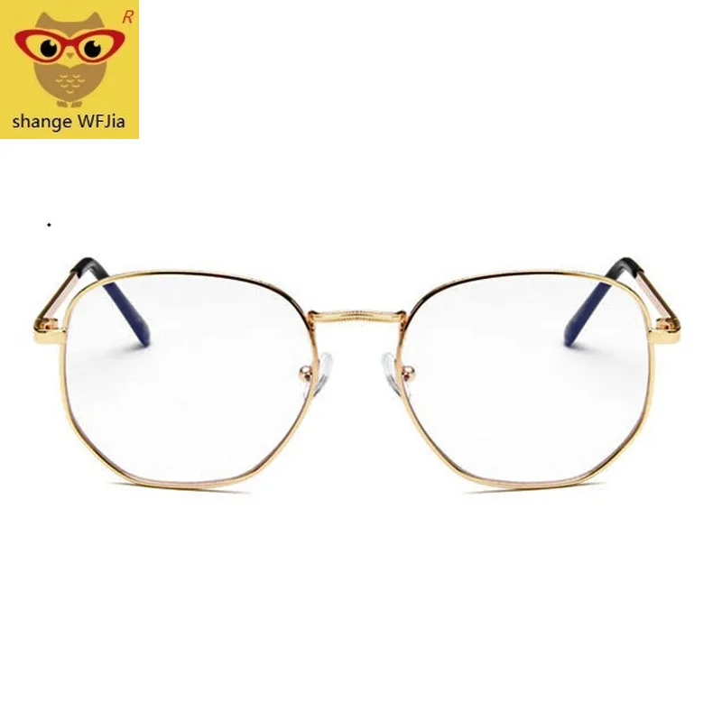 

Hexagon Silver Clear Glasses Frame Men 2019 Retro Myopia Optical Fake Eye Glasses Frame Women Oculos lunette de vue homme