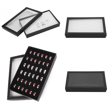 

36 Slots Jewelry Organizer Holder Practical Fine Ear Ring Storage Display Box Carrying Case Showcase White Black