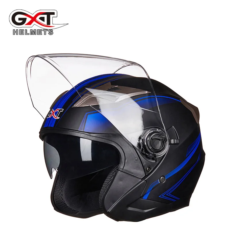 GXT мотоциклетный шлем с открытым лицом двойные защитные козырьки объектива Мото шлем электрический велосипедный шлем для мужчин и женщин летний скутер мотоциклетный шлем