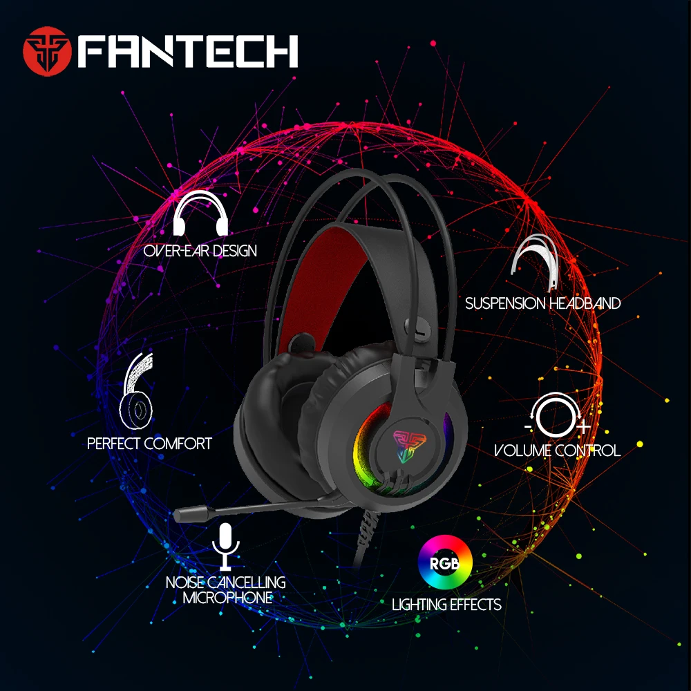 FANTECH HG20 PS4 гарнитура шлем Проводные PC Gamer Стерео Игровые наушники с микрофоном RGB огни для XBox One/ноутбука планшета
