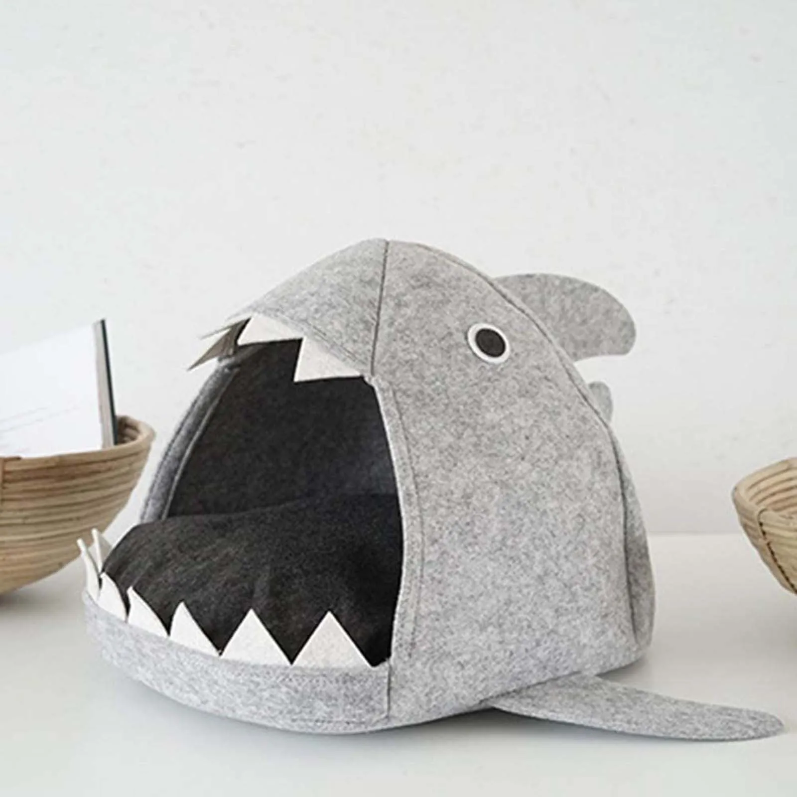 Plegable tiburones perro camas mantener mascota suave y cálida casa bolsa de dormir caseta de perro gato Mat camas para perro camas