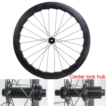 

New 454 700C 58mm Road bike full carbon fibre dimpled rims clincher bicycle wheelset Thru Axle center lock hub CX3 Free shipping