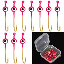 

10pcs/Box Ice Fishing Metal Jigs Heads Winter Jigging Barbed Hooks For Walleye Sea Tackle Fly Fishing Carp Hooks Accessories
