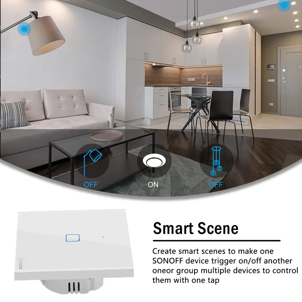 T0/T1/T2/T3 EU PLUG TX Wifi Touch Wall Light Wireless Switch Smart Home 1/2/3 Gang Voice/APP Remote Control  With Alexa Google