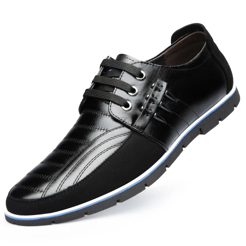 Mens Casual Top Layer Leather Round Head Hollow Outfit Youth Large Size Shoes Loafers Zapatos De Hombre Sneakers