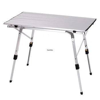 

Outdoor folding table adjustable height aluminum alloy portable picnic barbecue table and chair set minimalist modern