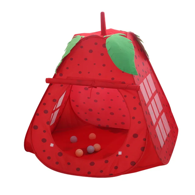 Play Tent Portable Foldable Folding Tent Children Cubby Strawberry Play House Ball Pit Pool Kids Gifts Outdoor Indoor Toy Tents 1