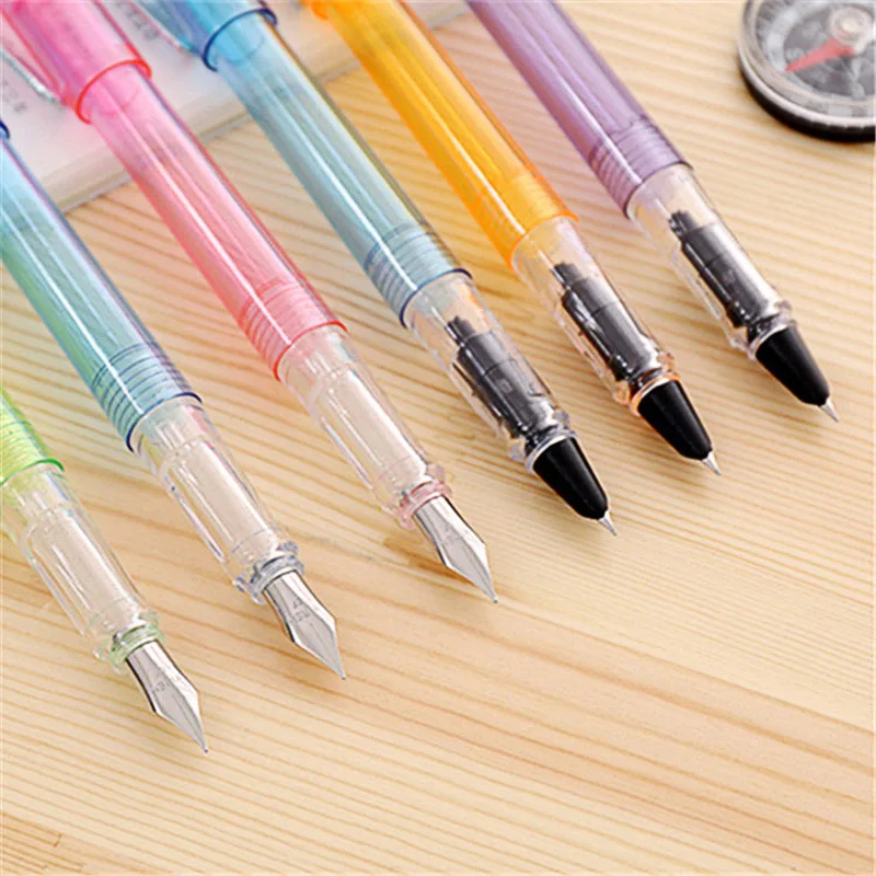 

1Pc 0.5mm 0.38mm Colorful Fountain Pens Creative Transparent Fountain Pens For School Writing Office Supplies Korean Stationery