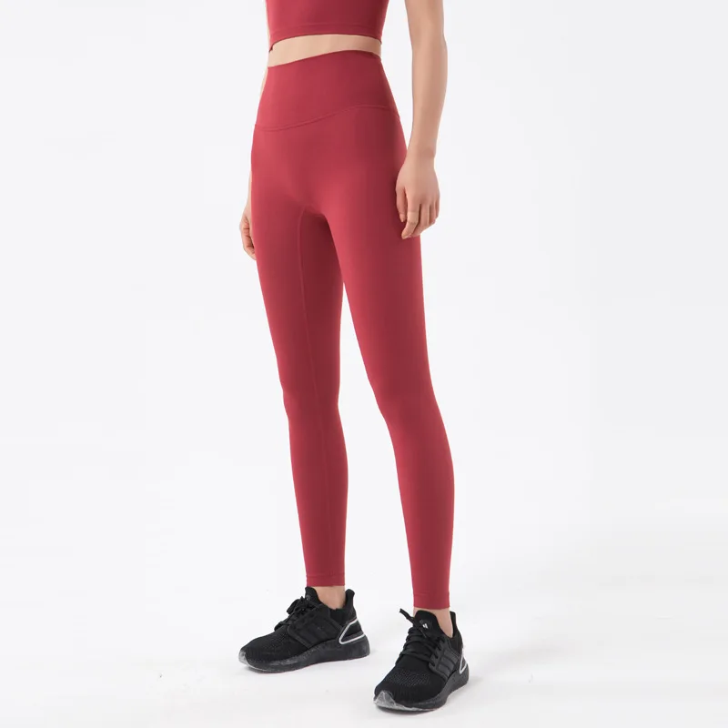 Sports Leggings SOISOU Nylon Tights Yoga Women's Pants Leggings Gym Fitness No T Line High Waist Hidden Pocket Solid Color 42 Color