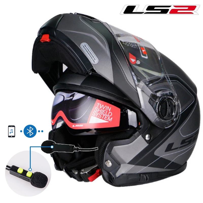 US $136.80 New Arrival LS2 FF325 Flip Up Bluetooth Headsets Intercom Motorcycle Helmet Modular Man Woman Racing  Motorbike cascos moto DOT