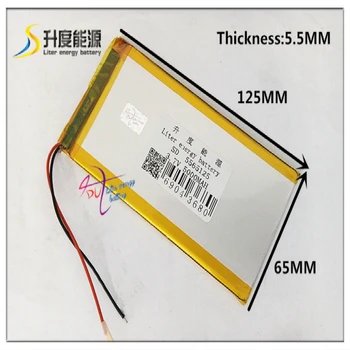 

3.7V 5000mAH 5565125 (polymer lithium ion / Li-ion battery ) for tablet pc GPS mp3 mp4 POWER BANK
