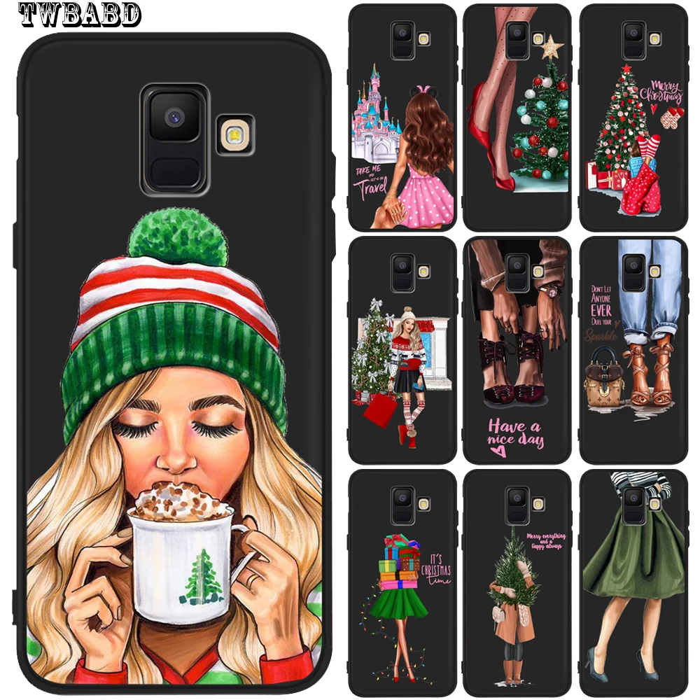 

Luxury Fashion Christmas Girl Case Coque For Samsung Galaxy A7 2018 A7 A6 A5 A8 Plus 2018 A3 A5 A7 2017 Shell Capa Etui