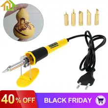 ЕС вилка AC220 40 Вт дровяная паяльная ручка с 5 наконечниками и держателем