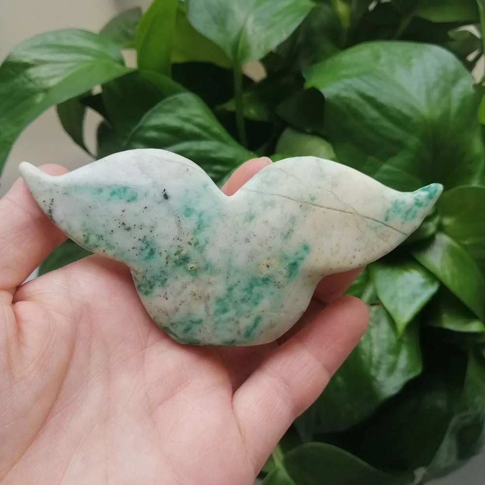 High Quality Green Jade Pumpkin Wing Shape Stone Hand Crafted For Gift&Home Decor ZT