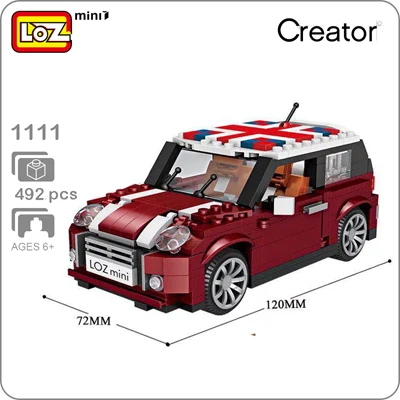 LOZ мороженое Мини Жук полицейский гоночный автомобиль 3D DIY модель мини блоки кирпичи алмаз маленькая сборка Строительная игрушка без коробки - Цвет: 1111