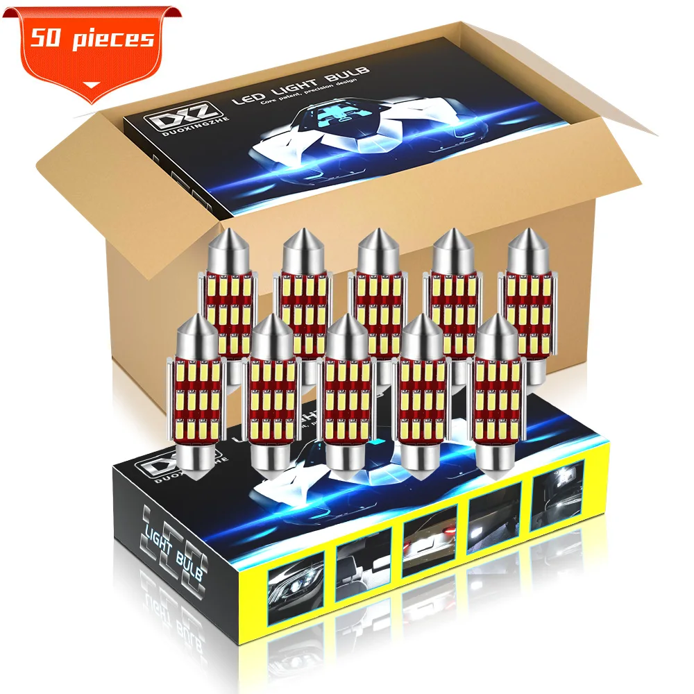 

DXZ 50Pcs C5W C10W LED Bulbs Canbus Festoon-31MM 36MM 39MM 41MM 4014 chip Car Interior Dome Light Reading Light Auto Lamp 12V