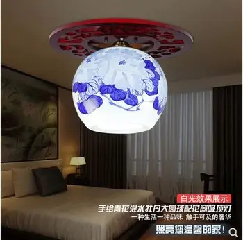 

Ming and Qing dynasty Chinese ceiling lamp lighting solid wood ceramic living room corridor porch aisle balcony ceiling lamp