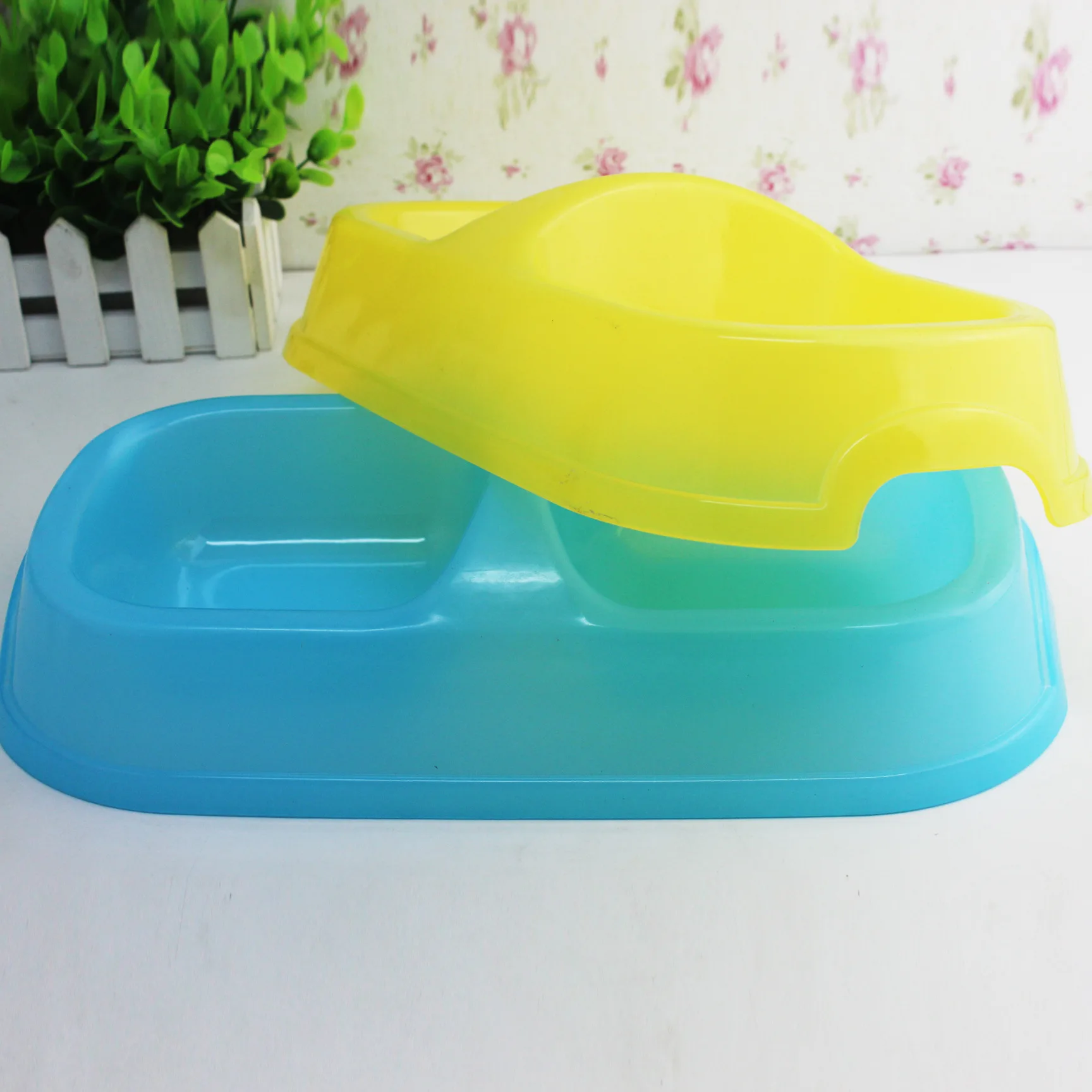 Transparent Big Head Double Bowl Doggie Bowl Dog Bowl Food Basin Cat Bowl Pet Supplies Price