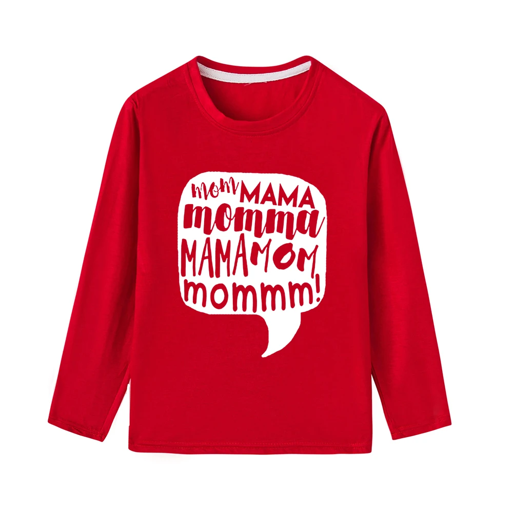 Мама мамочка, Лидер продаж, новинка года, детская популярная футболка для маленьких девочек и мальчиков детские топы с длинными рукавами, Повседневные детские топы, милая одежда - Цвет: 43E1-KLTRD-