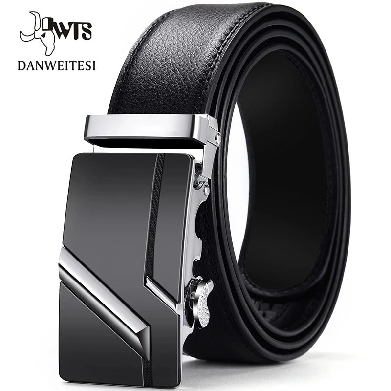 [DWTS]Men Belt Male Genuine Leather Belt Men Strap Belts For Men Automatic Buckle Black Men's