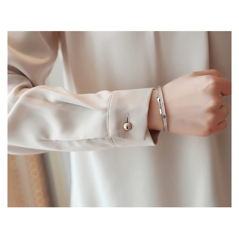 Camisas Mujer, новинка, осенняя однотонная блузка с длинным рукавом, женская рубашка, топы OL, винтажный пуловер с круглым вырезом, женская блузка, одежда 7161 50