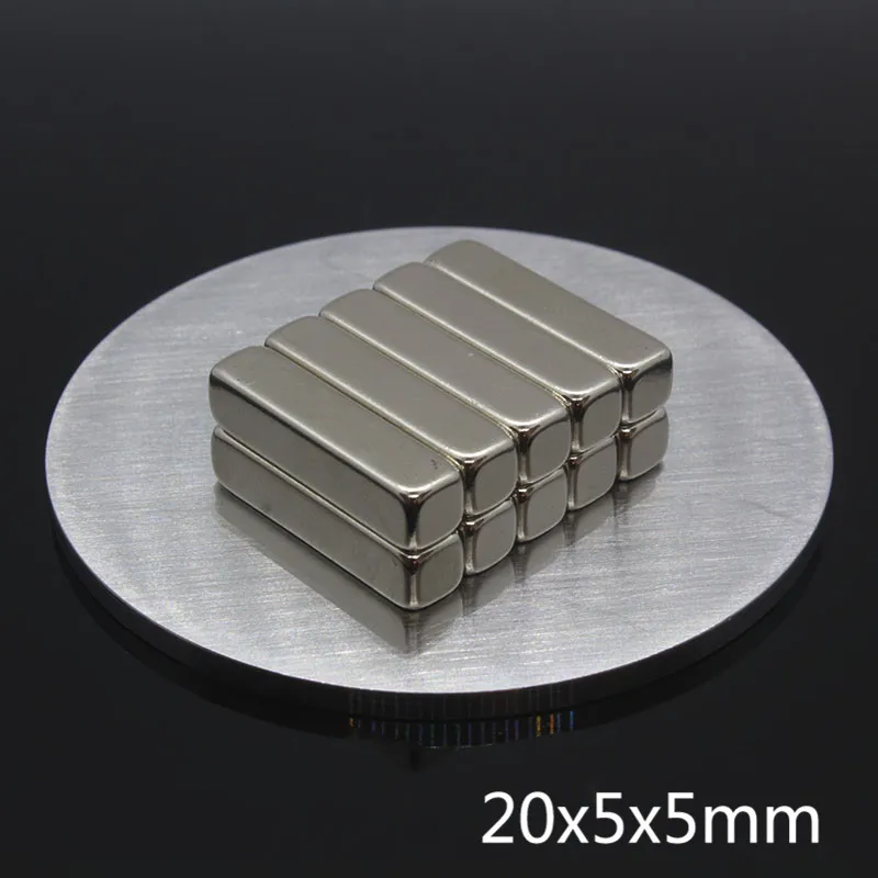 10 шт. 20x5x5 мм N35 Cuboid Permanet супер сильный редкоземельный Магнитный блок мощные неодимовые магниты 20*5*5 мм