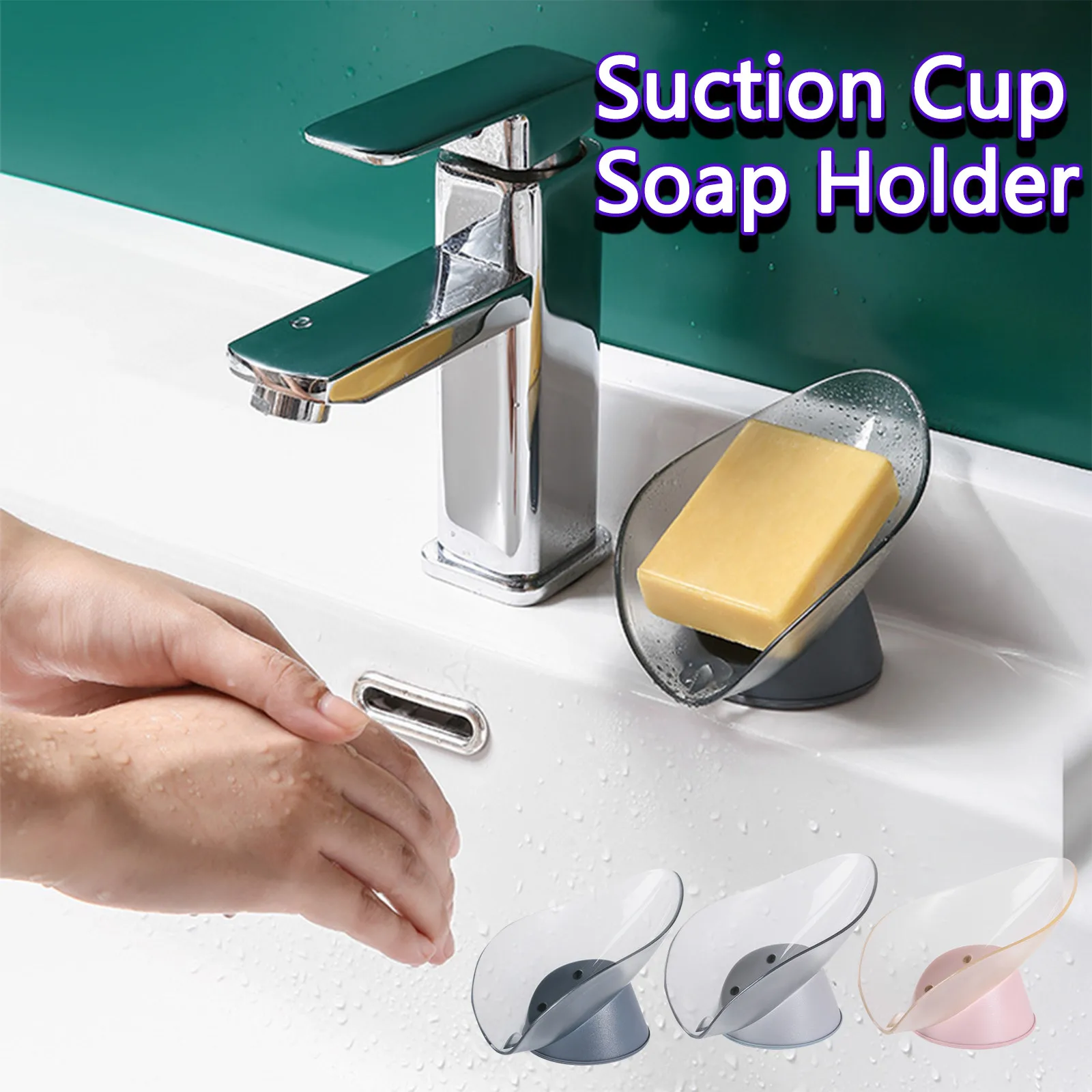 Suction Cup Soap Holder Organizer Creative Leaf Shape Dish Storage Box Drain-Soap For Home Bathroom органайзер | Дом и сад