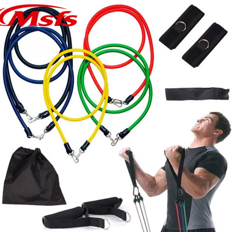 11 Pcs/Set Latex Resistance Bands Yoga Pilates Crossfit Fitness Equipment Sport Pull Rope Workout Exercise Tube | Спорт и