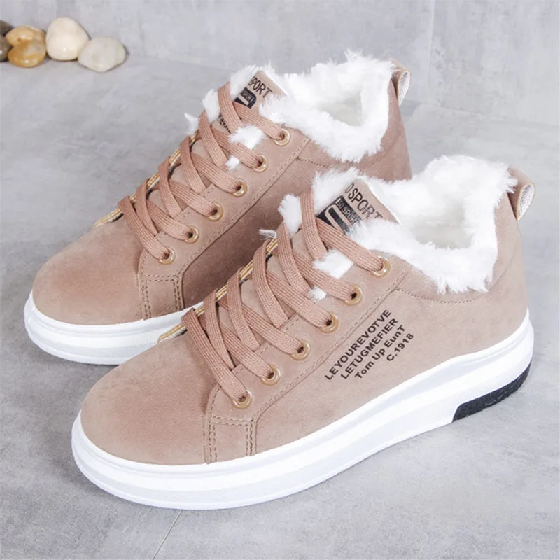

BJYL Women Winter Warm Snow Boots Plus Velvet Thickening Low Top Casual Shoes for Women Fashion Sneakers Platform Cotton Boots