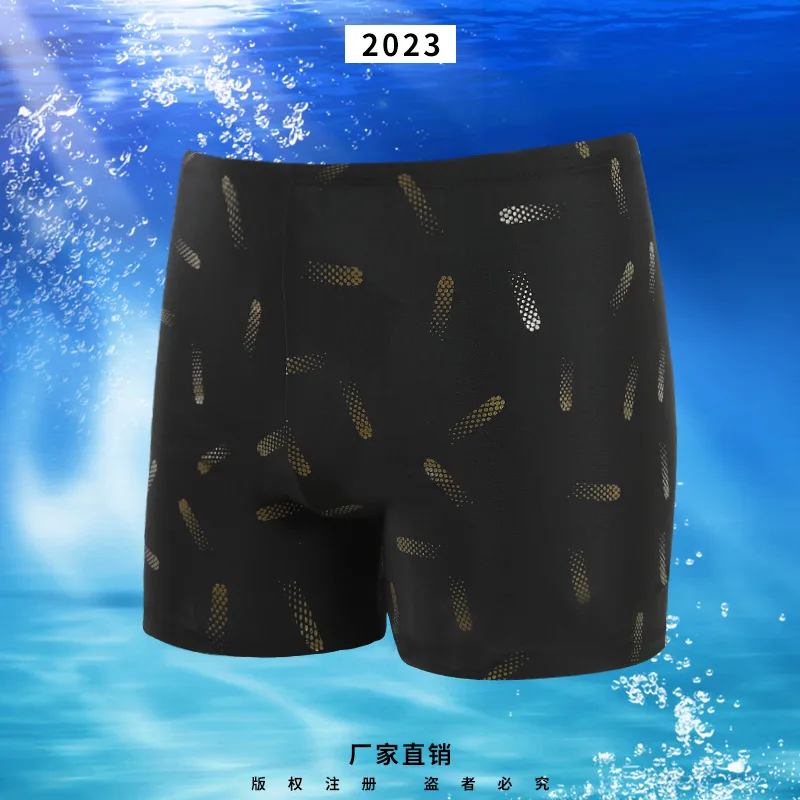 

MEN'S Swimming Trunks Boxer bao ban Large Size Hot Springs Swimming Trunks Fashion Fashion Black And White with Pattern Classic