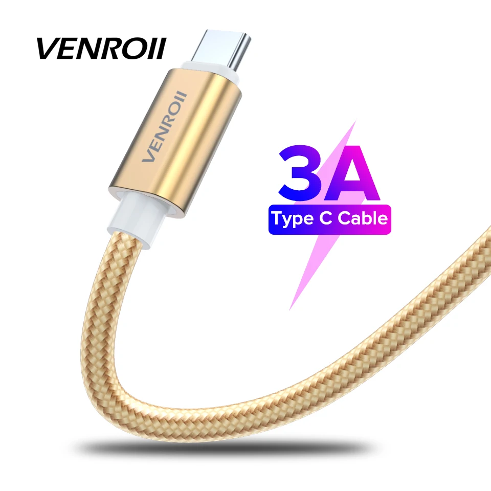 Type C Cable 3A Fast Charging Smartphone Android Data Sync Transfer Charger Nylon Cord
