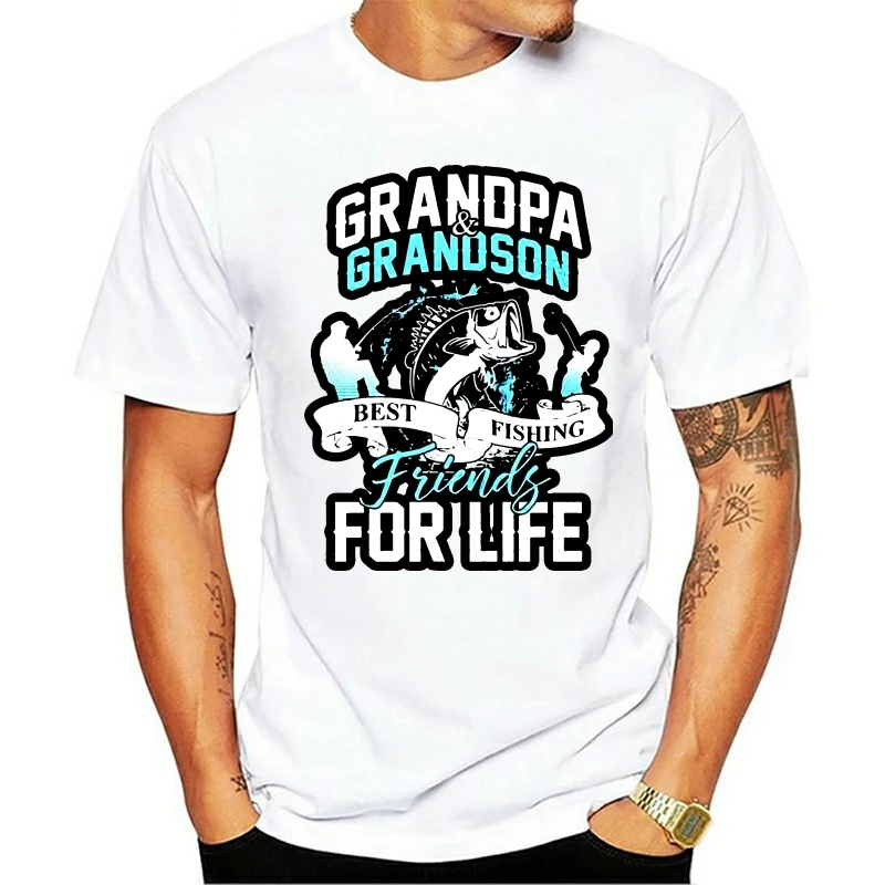 

2020 Leisure Fashion 100% Cotton O-neck T-shirt Grandpa Grandson Best Fishing Friends