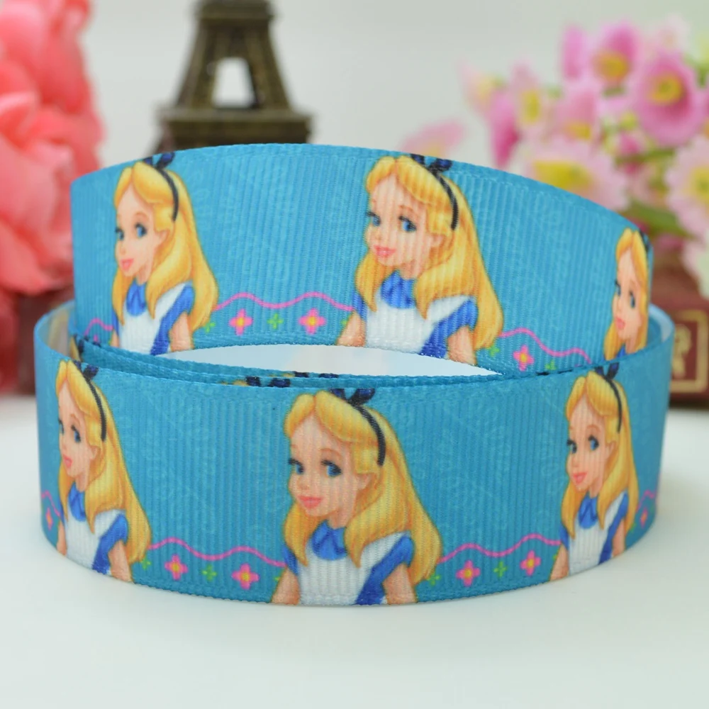 7/" 22 мм Alice in Wonderland напечатанная корсажная лента hai rbow ручная работа OEM 50YD