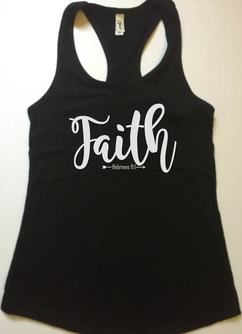 Faith Женская мода хипстер христианское крещение личности Instagram вдохновляющий жилет майка underодежда без рукавов - Цвет: Black-white txt