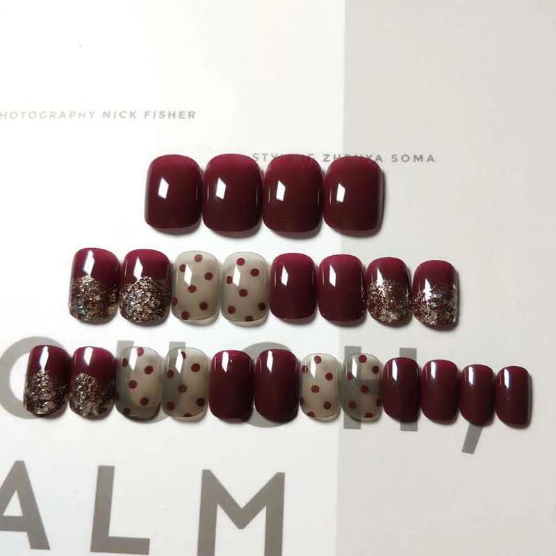 24 Pcs Nail Art Stickers Fake DIY Decoration Long Lasting Manicure for Women Lady Bride QS888 2