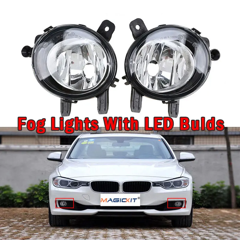 

MagicKit Front Bumper Fog Light Lamp Cover Embark With Bulb for BMW 3 Series F20 F22 F23 F30 F31 F32 F33 F34 F35 F36 2012-2015
