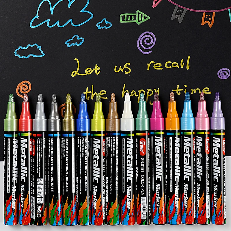 

18Colors 3MM Metallic Marker Birthday Gift Card Making Metallic Color Pen for DIY Photo Album Adult Kid School Supplies