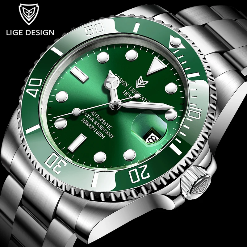2020 New LIGE Top Brand Stainless Steel Mechanical Watch Sapphire Glass Automatic Luxury Waterproof Sports Men Watches | Наручные часы