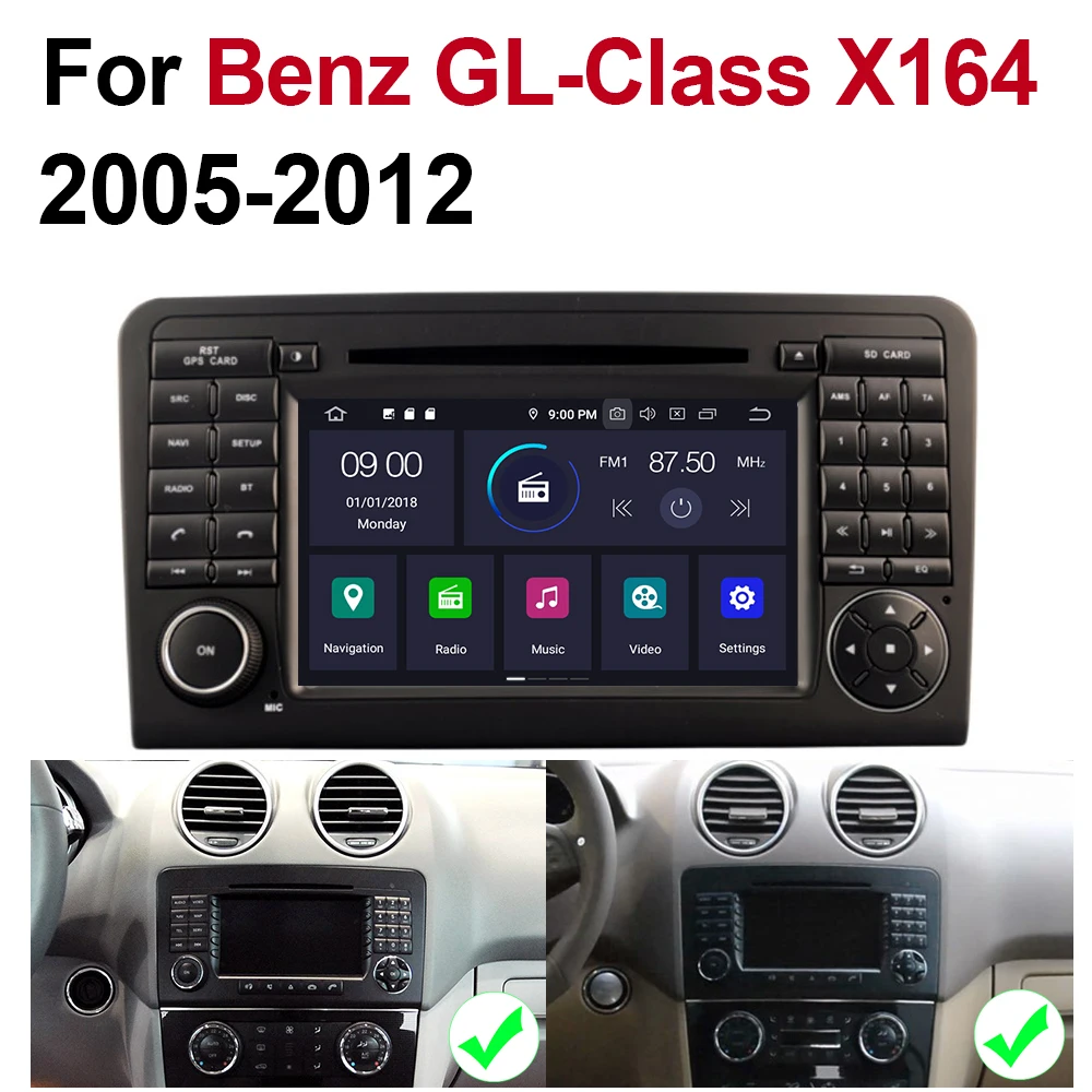 Мультимедийная система для Mercedes Benz GL Class X164 GL320 2005 ~ 2012 NTG Android 9 GPS навигация Bluetooth