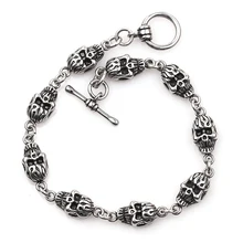 Панк Череп Длинные браслеты для мужчин очаровательные наручные аксессуары готические ювелирные изделия винтажная цепочка крутой хип-хоп браслет индивидуальный подарок