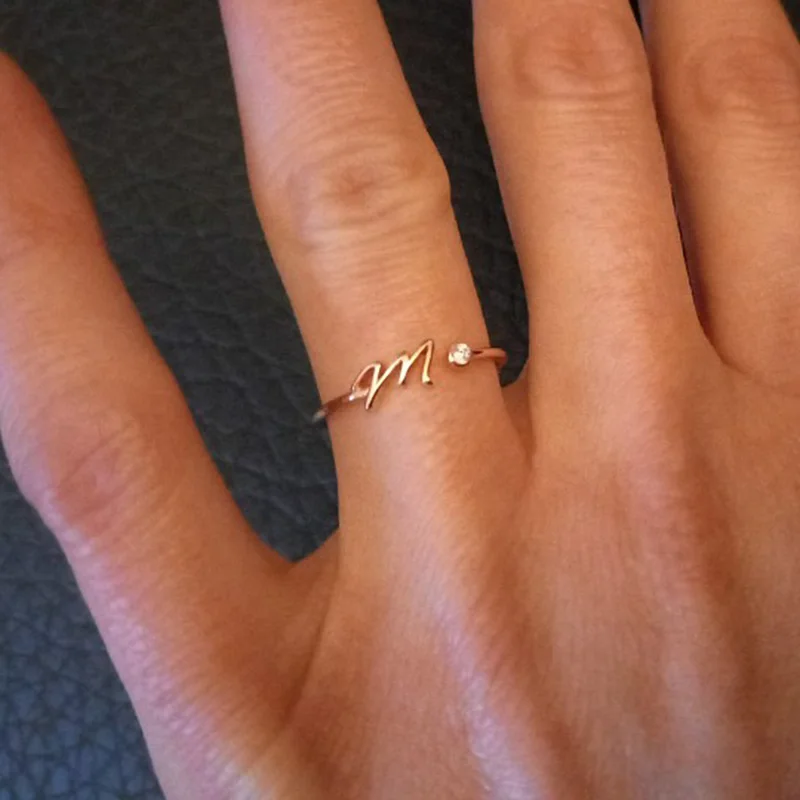 A-Z Anfangs ringe für Frauen öffnen verstellbare Edelstahl Ehering 2024 Trend Gold Farbe Paar Schmuck Zubehör Geschenk