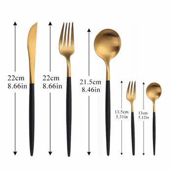 

Stainless Steel Cutlery Set Gold Fork Spoon Dinner Set Dinnerware Black and Gold Cutlery Set Western 5 Pcs Black Dinner Set
