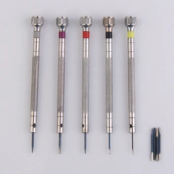 

5 Pcs/set Clock Watch Screwdriver Tools Parts Mini Tone Screwdriver Link Pin Remover Silver Link Pins Watchmakers Tool