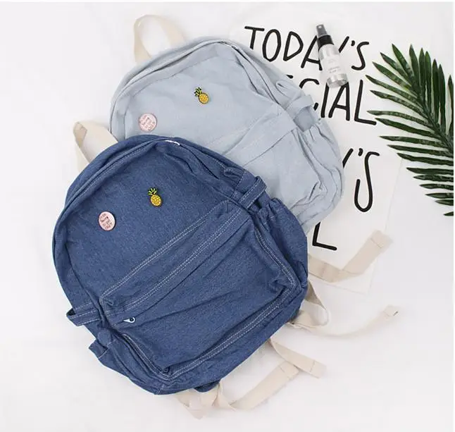 

2019 Summer Fashion High Quality Backpack Denim Back To School Backpack For Teenaer Korean Japenese Style Cute School Bookbag