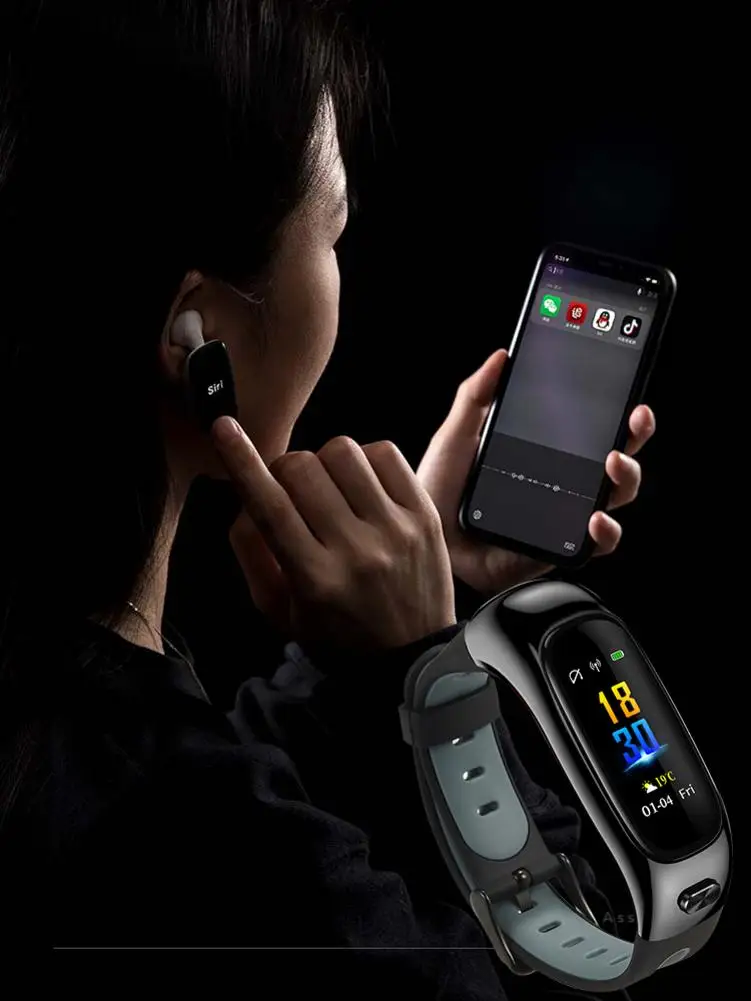 S1 Смарт 2-в-1 Bluetooth Смарт часы с Беспроводной гарнитура монитор сердечного ритма многофункциональный спортивный браслет стерео Hi-Fi наушники