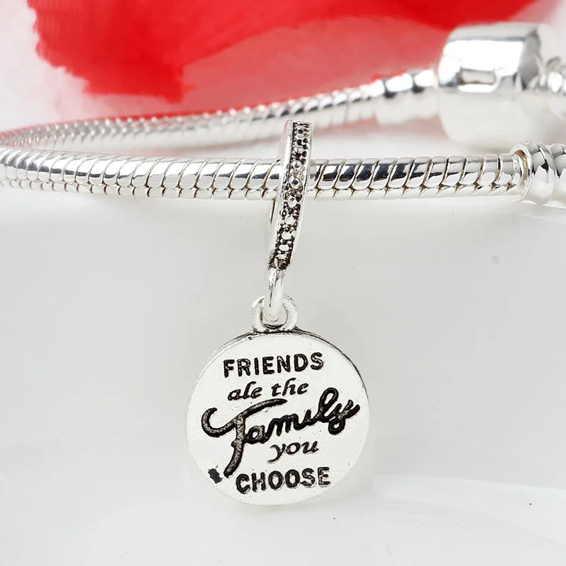 5 шт. модное серебристое бусина с буквенным принтом друзья семьи вы выбираете круглый брендовый Кулон амулет, подгонка, сделай сам оригинальные браслеты Pandora женский подарок