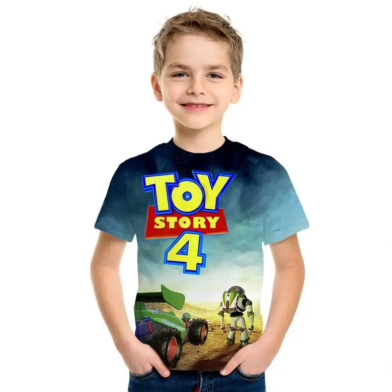 Популярный аниме История игрушек 3D estampado Nio moda nios desgaste amaderado Cool abrigo camiseta Buzz Lightyear nios ropacortamanga